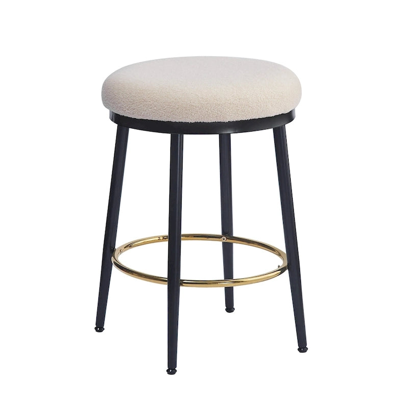 Tabourets de comptoir sans dossier ronds Altrium Modern rembourrés de 24,75 pouces avec cadre en fer (ensemble de 4) par Christopher Knight Home