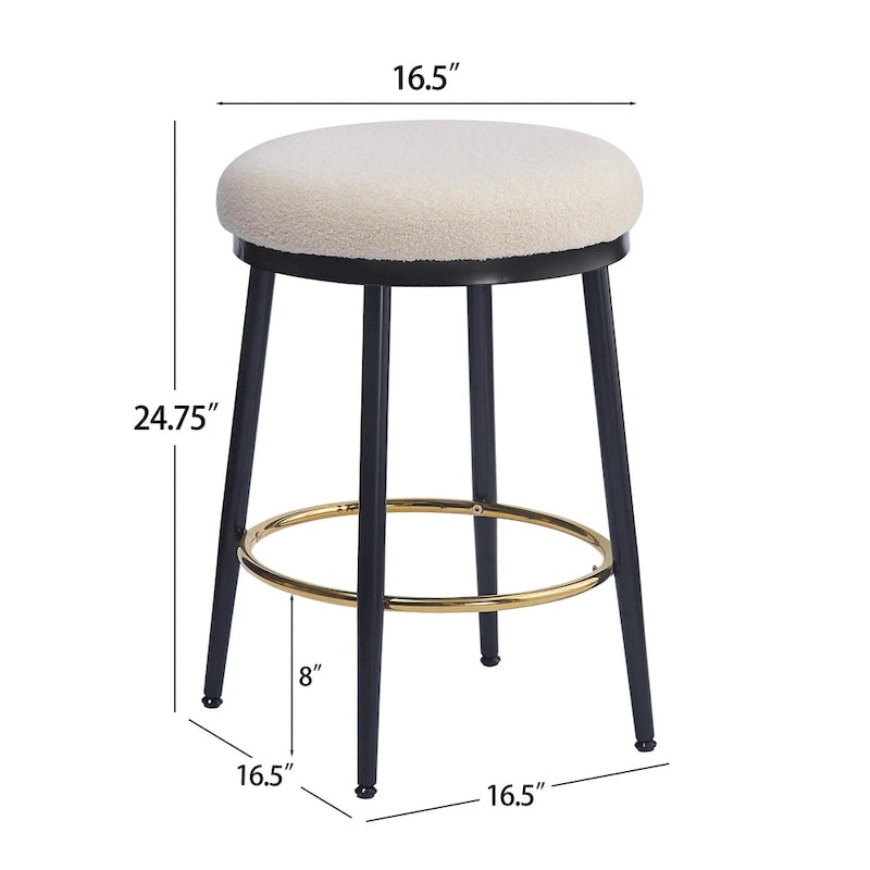 Tabourets de comptoir sans dossier ronds Altrium Modern rembourrés de 24,75 pouces avec cadre en fer (ensemble de 4) par Christopher Knight Home