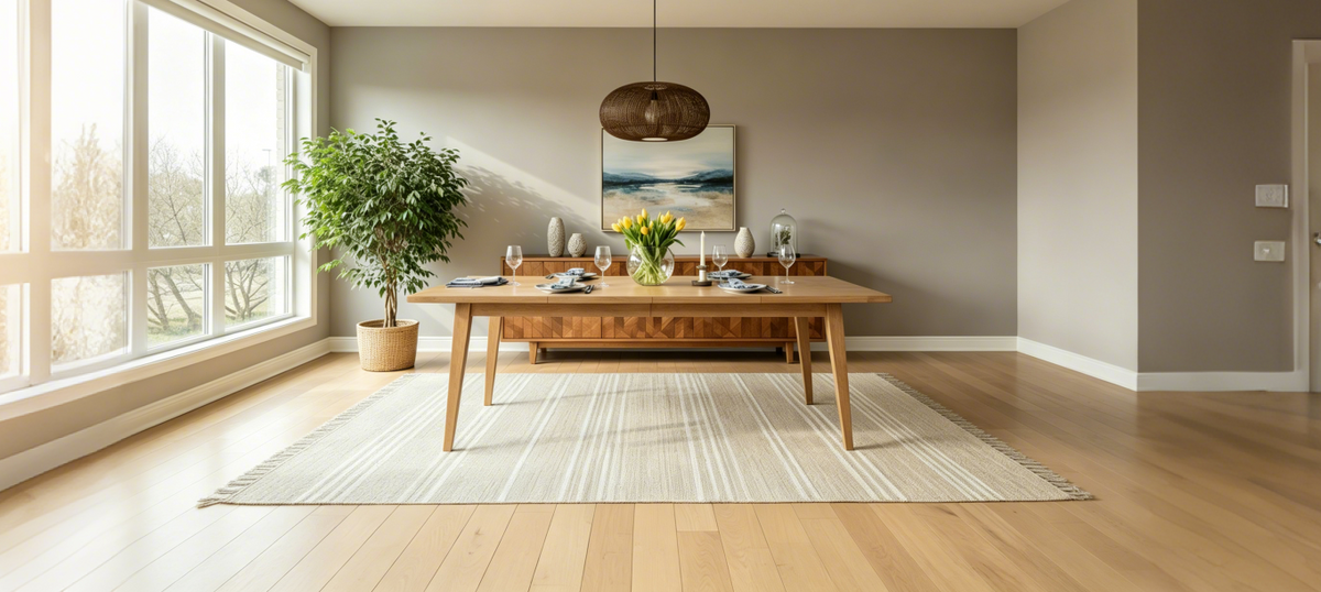 Table à manger en bois d'hévéa Mid-Century Modern de 150 cm