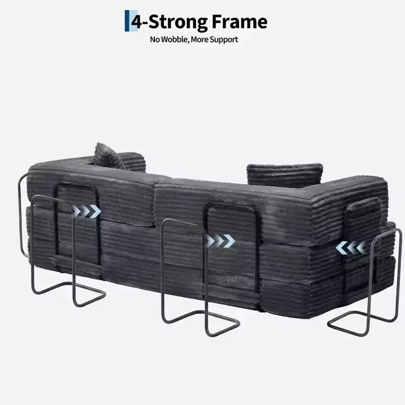Canapé-lit convertible 5-en-1 de 205 cm (80,7 po) – Velours côtelé, 544 kg (1200 lb), sans assemblage