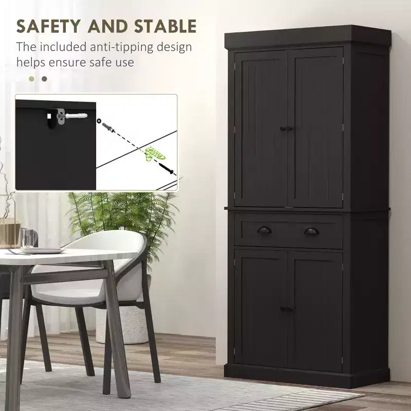 Garde-manger de cuisine de 71 po avec lumières DEL, 6 tablettes de porte, un tiroir et 4 tablettes réglables