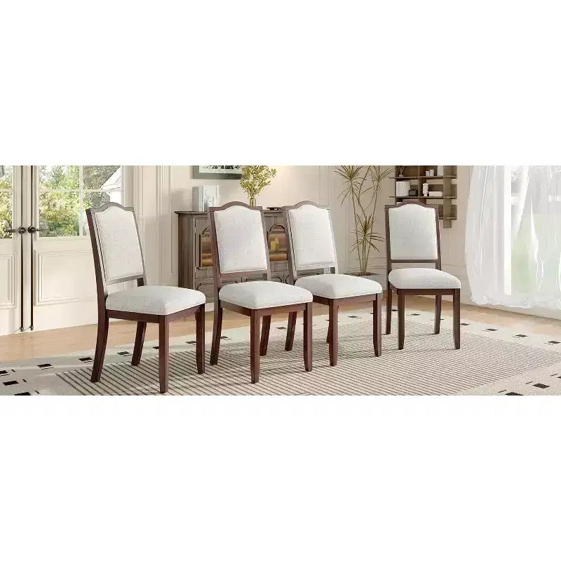 Lot de 4 chaises de salle à manger de style ferme avec dossier haut et assise rembourrée
