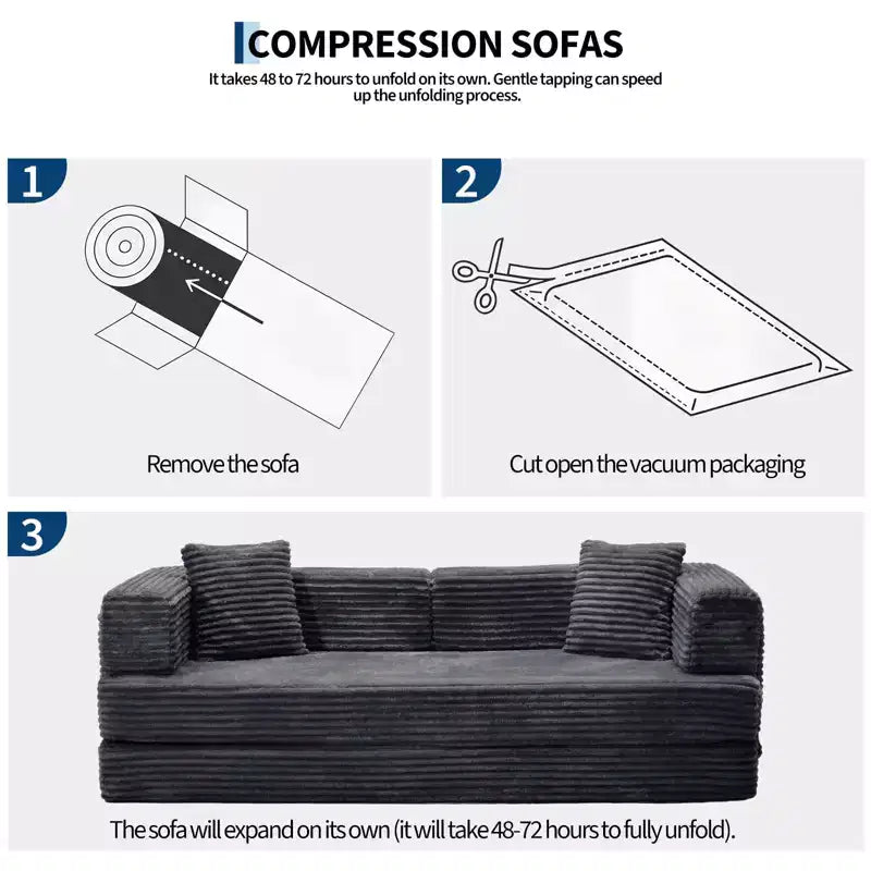 Canapé-lit convertible 5-en-1 de 205 cm (80,7 po) – Velours côtelé, 544 kg (1200 lb), sans assemblage