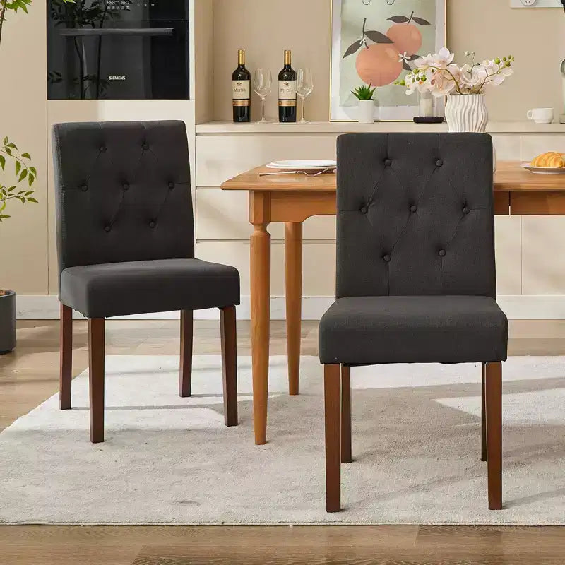 Lot de 6 / 4 chaises de salle à manger Parsons capitonnées - Chaises de cuisine en tissu rembourrées avec pieds en bois et sièges rembourrés - Meubles de salon et de cuisine