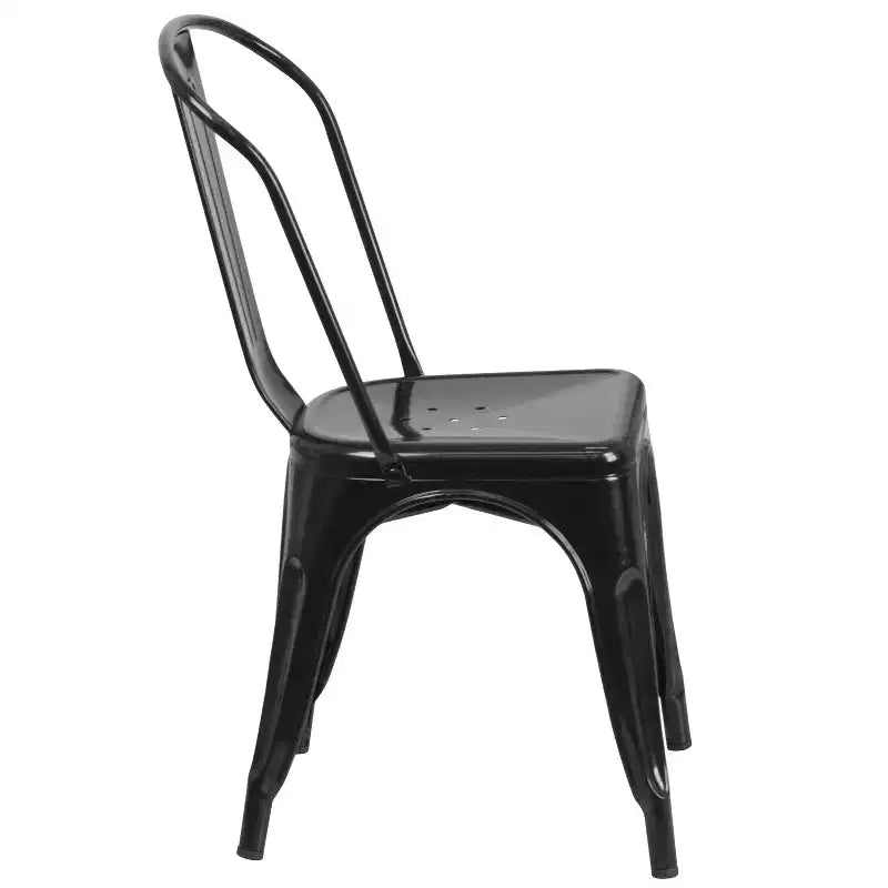 Ensemble table carrée métallique 80 cm qualité commerciale Flash Furniture avec 4 chaises empilables pour intérieur/extérieur