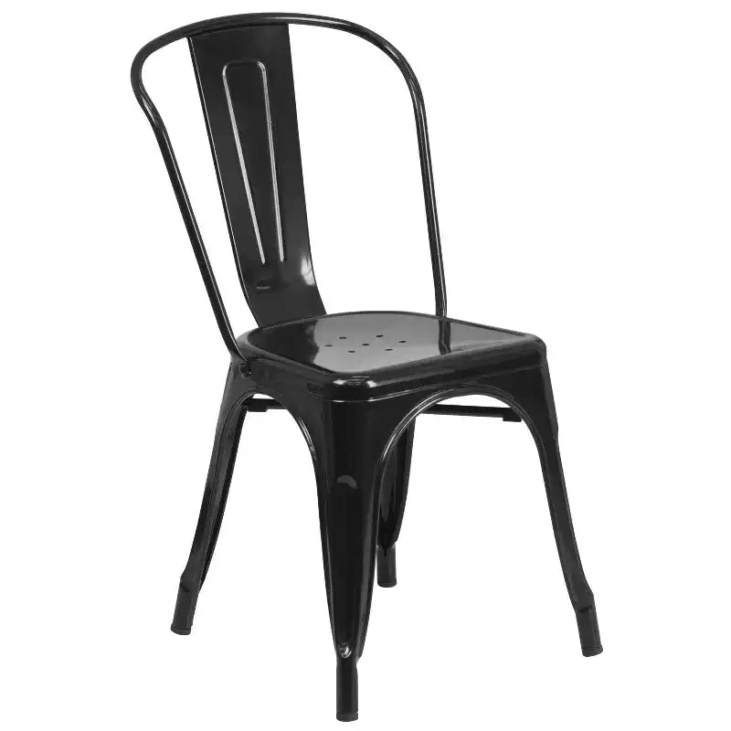Ensemble table carrée métallique 80 cm qualité commerciale Flash Furniture avec 4 chaises empilables pour intérieur/extérieur