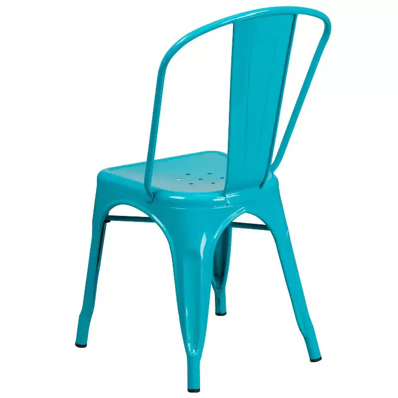 Ensemble table carrée métallique 80 cm qualité commerciale Flash Furniture avec 4 chaises empilables pour intérieur/extérieur