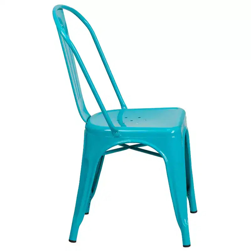 Ensemble table carrée métallique 80 cm qualité commerciale Flash Furniture avec 4 chaises empilables pour intérieur/extérieur