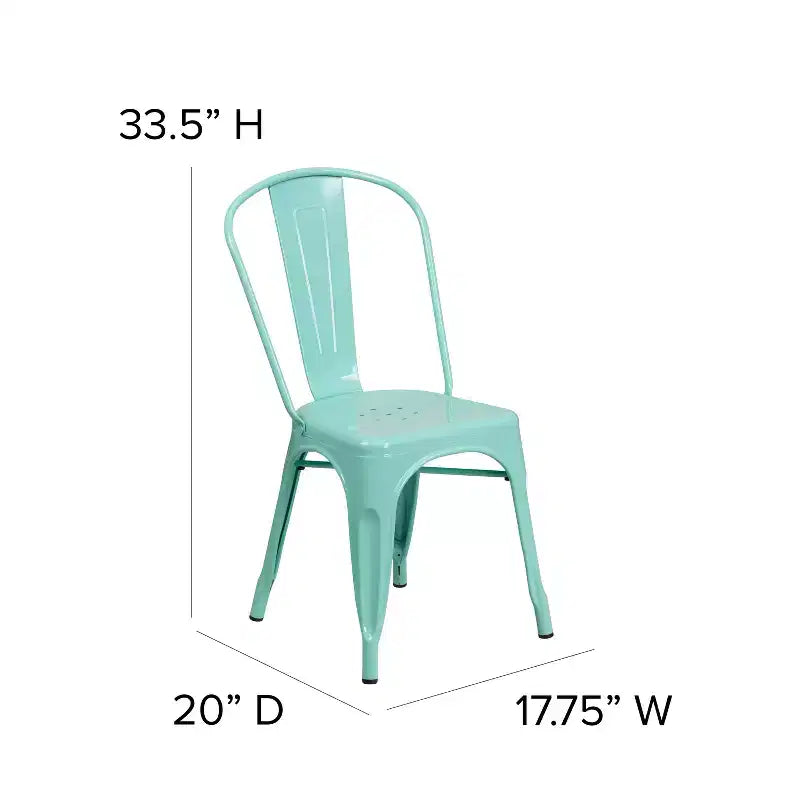 Ensemble table carrée métallique 80 cm qualité commerciale Flash Furniture avec 4 chaises empilables pour intérieur/extérieur
