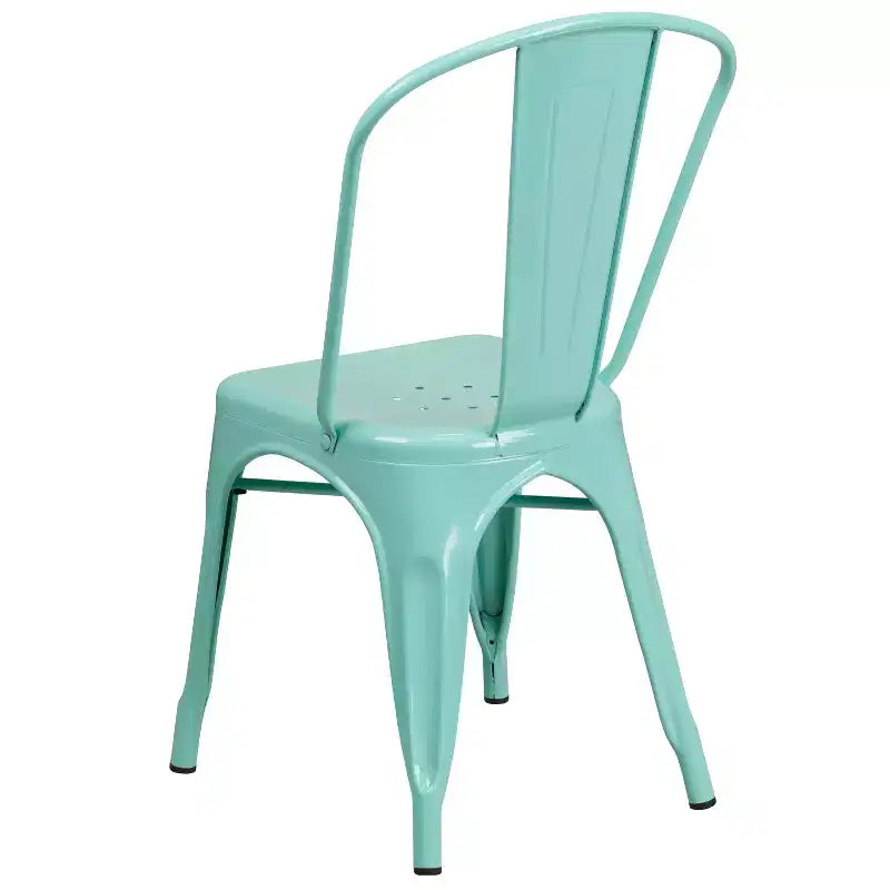 Ensemble table carrée métallique 80 cm qualité commerciale Flash Furniture avec 4 chaises empilables pour intérieur/extérieur