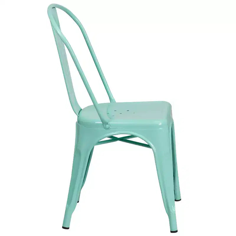 Ensemble table carrée métallique 80 cm qualité commerciale Flash Furniture avec 4 chaises empilables pour intérieur/extérieur