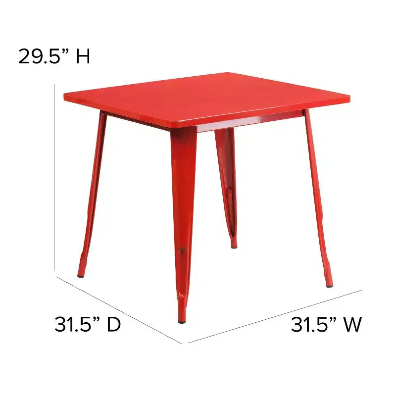 Ensemble table carrée métallique 80 cm qualité commerciale Flash Furniture avec 4 chaises empilables pour intérieur/extérieur