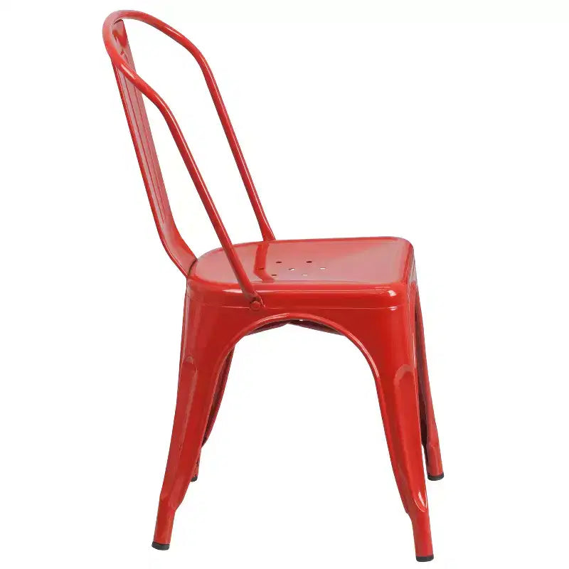 Ensemble table carrée métallique 80 cm qualité commerciale Flash Furniture avec 4 chaises empilables pour intérieur/extérieur