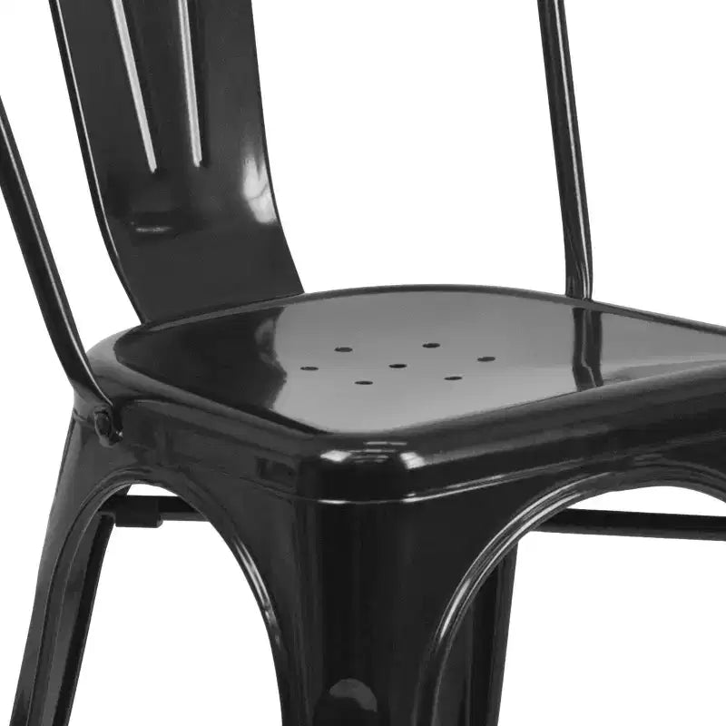 Ensemble table carrée métallique 80 cm qualité commerciale Flash Furniture avec 4 chaises empilables pour intérieur/extérieur