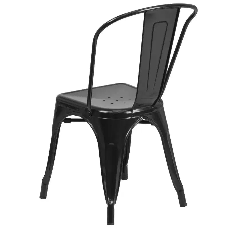 Ensemble table carrée métallique 80 cm qualité commerciale Flash Furniture avec 4 chaises empilables pour intérieur/extérieur