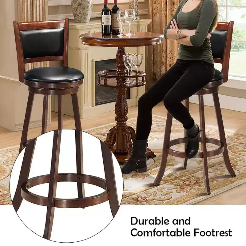 Ensemble de table de pub Costway 5 pièces Table ronde de 76 cm de hauteur de bar et 4 tabourets de bar pivotants