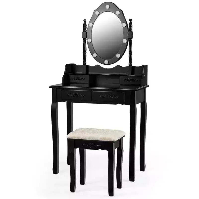 Coiffeuse de maquillage Costway avec 10 ampoules à intensité variable et tabouret rembourré