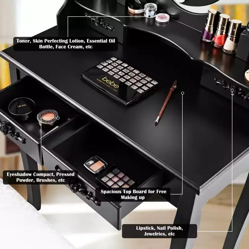 Coiffeuse de maquillage Costway avec 10 ampoules à intensité variable et tabouret rembourré