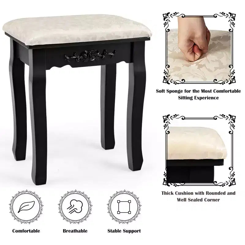 Coiffeuse de maquillage Costway avec 10 ampoules à intensité variable et tabouret rembourré