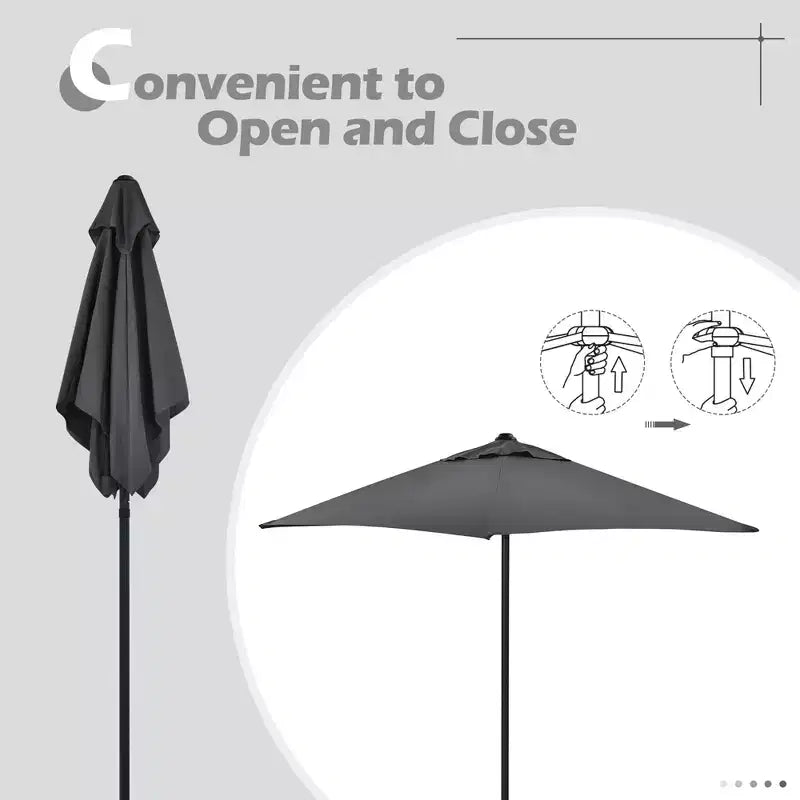 Costway Ensemble de salle à manger 6 pièces pour terrasse, chaises pliantes, table en verre avec parasol, gris