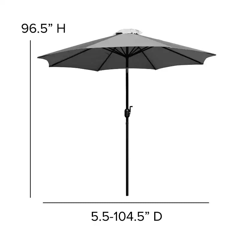 Ensemble table de patio 7 pièces Emma et Oliver - 4 chaises empilables en teck synthétique imitation bois - Table en teck imitation bois - Parasol avec base
