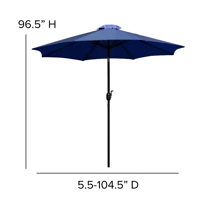 Ensemble table de patio 7 pièces Emma et Oliver - 4 chaises empilables en teck synthétique imitation bois - Table en teck imitation bois - Parasol avec base