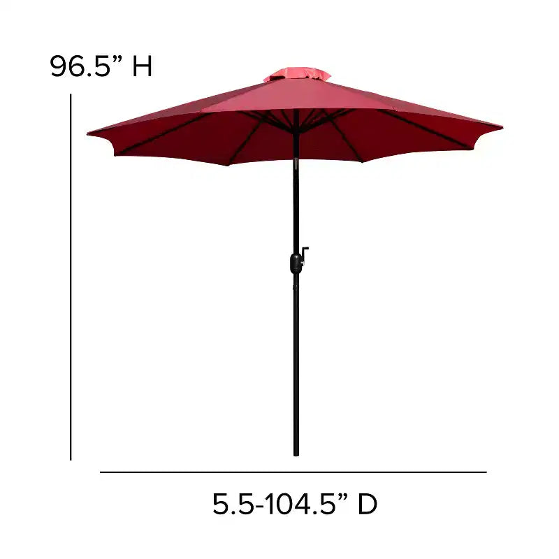 Ensemble table de patio 7 pièces Emma et Oliver - 4 chaises empilables en teck synthétique imitation bois - Table en teck imitation bois - Parasol avec base