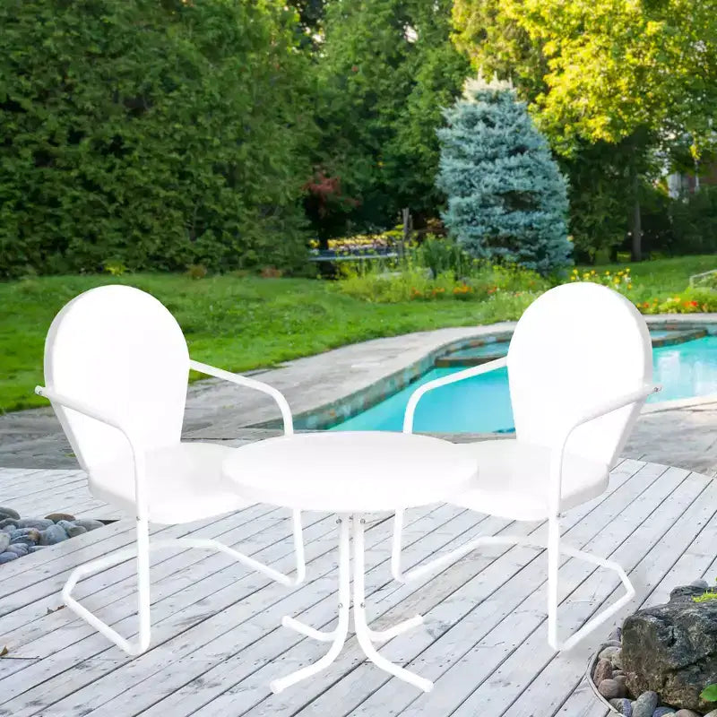 Ensemble de 3 pièces de chaises tulipe et table d'appoint rétro en métal Northlight, blanc