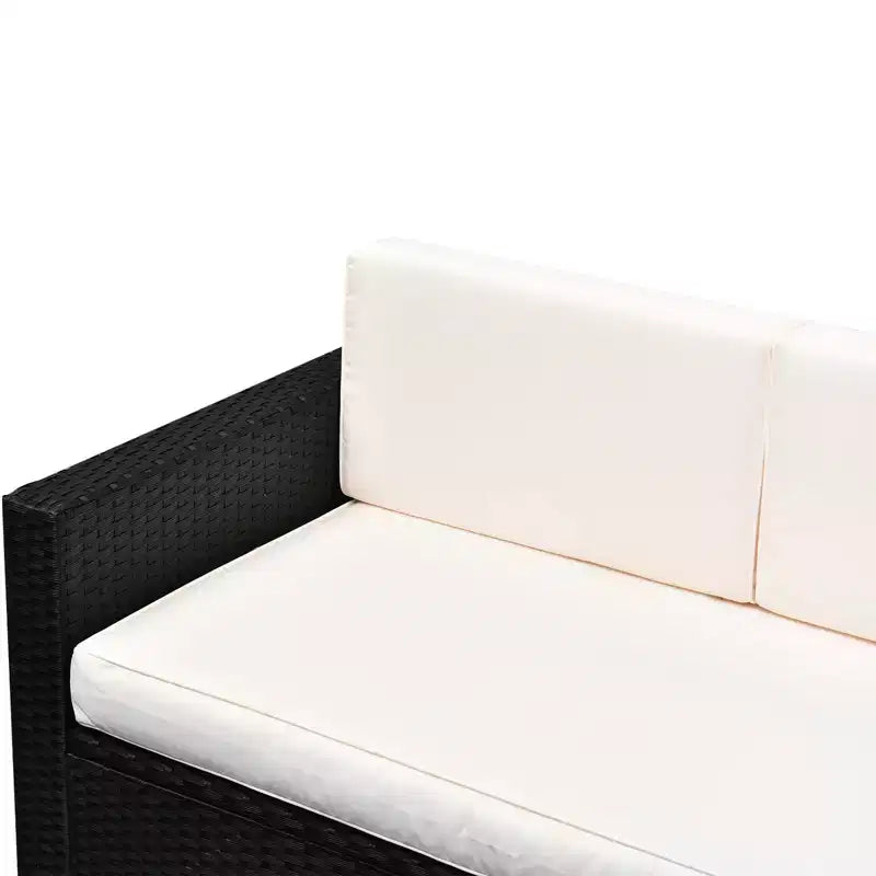 Ensemble de mobilier de jardin en rotin 4 pièces Outsunny, salon de conversation extérieur rembourré avec 2 chaises, causeuse et table basse en verre