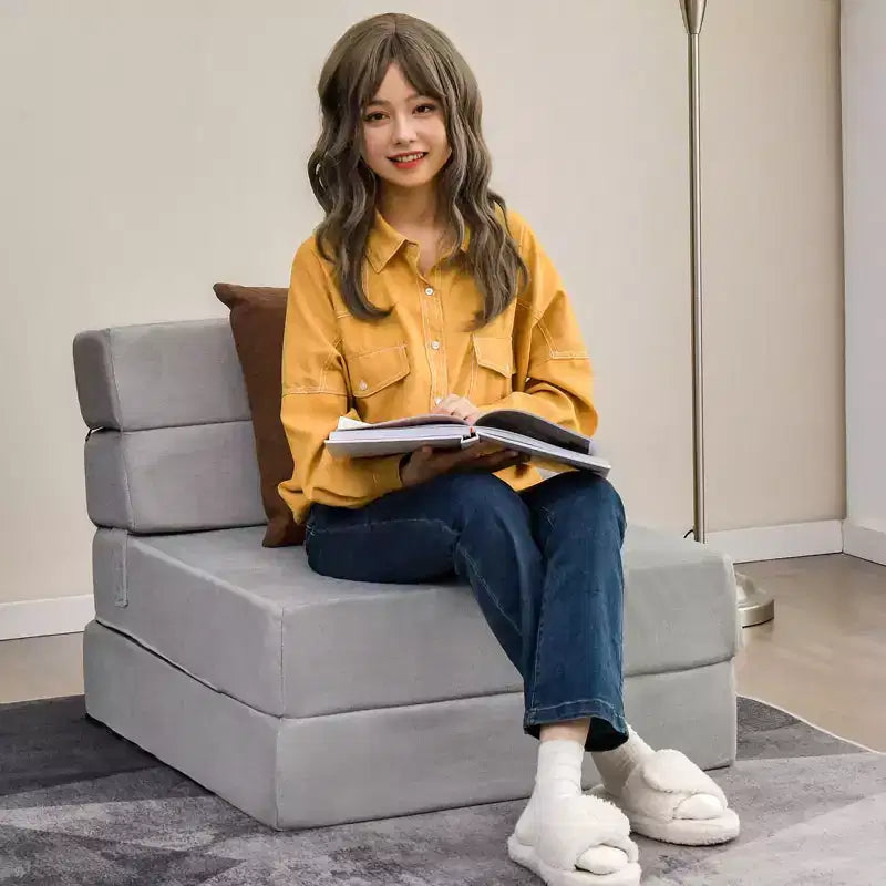 Costway Fauteuil Pliant Convertible 3 Positions Lit d'Appoint Canapé-Lit Lit Pliable Gris