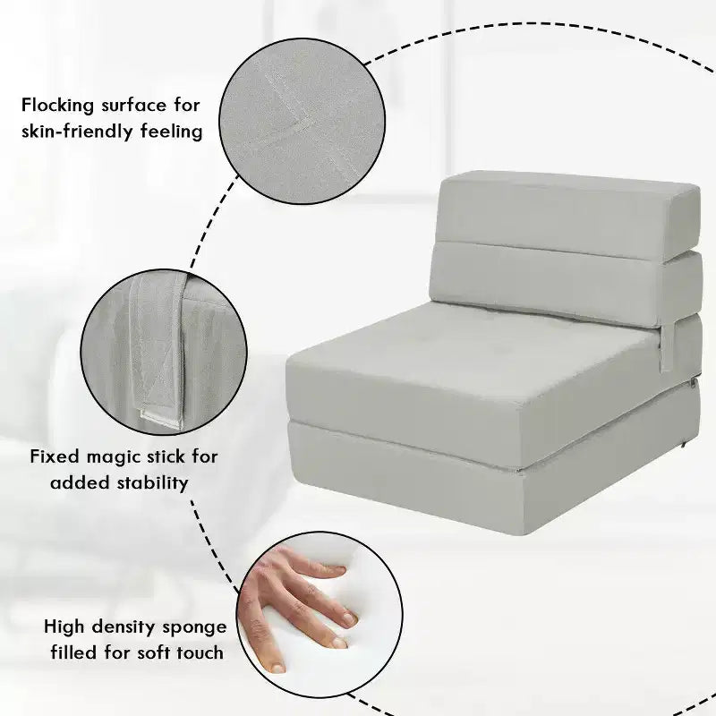 Costway Fauteuil Pliant Convertible 3 Positions Lit d'Appoint Canapé-Lit Lit Pliable Gris
