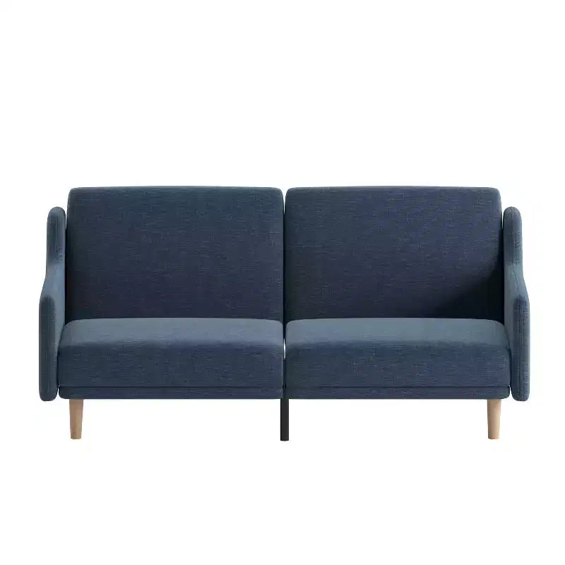 Flash Furniture Delphine Canapé-Lit Futon Convertible Premium avec Dossier Inclinable, Accoudoirs Courbés et Pieds en Bois Massif