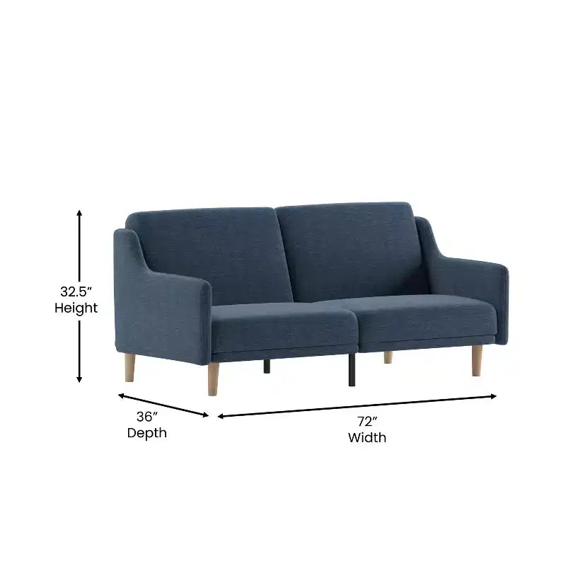 Flash Furniture Delphine Canapé-Lit Futon Convertible Premium avec Dossier Inclinable, Accoudoirs Courbés et Pieds en Bois Massif
