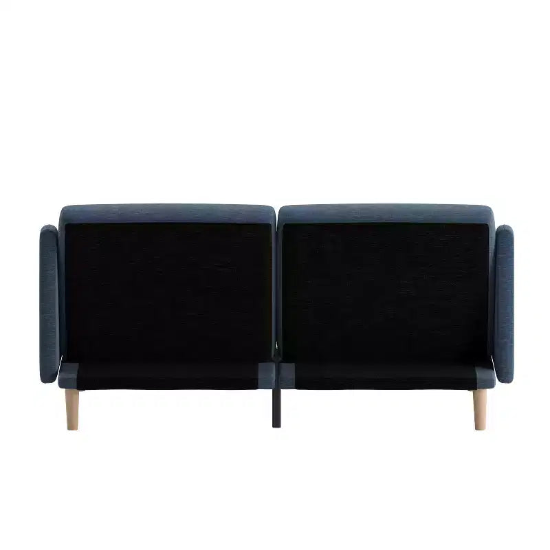 Flash Furniture Delphine Canapé-Lit Futon Convertible Premium avec Dossier Inclinable, Accoudoirs Courbés et Pieds en Bois Massif