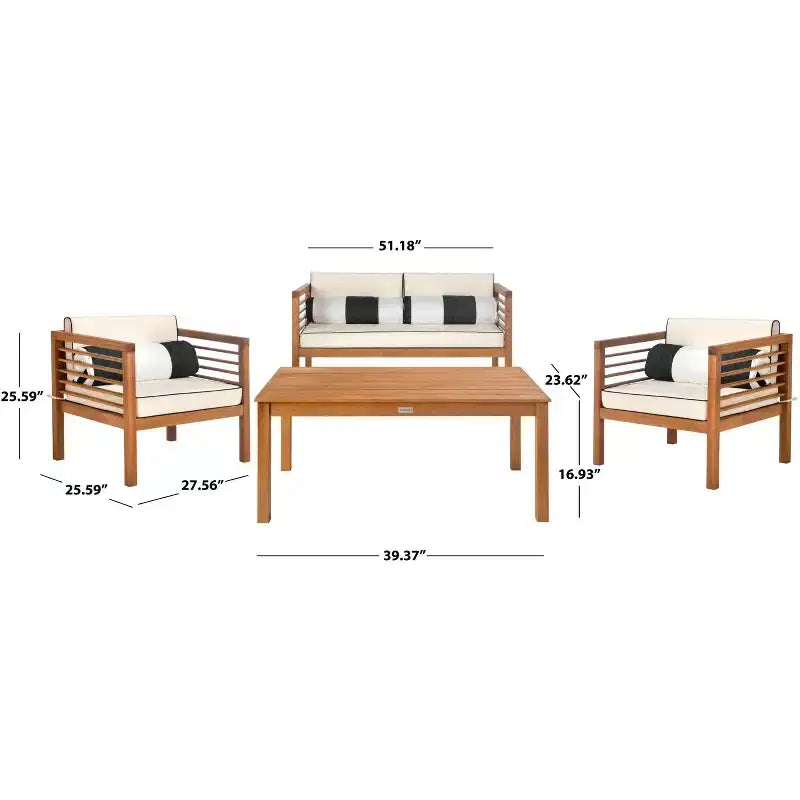 Alda Ensemble Patio 4 pièces - Intérieur/Extérieur - PAT7033 - Safavieh