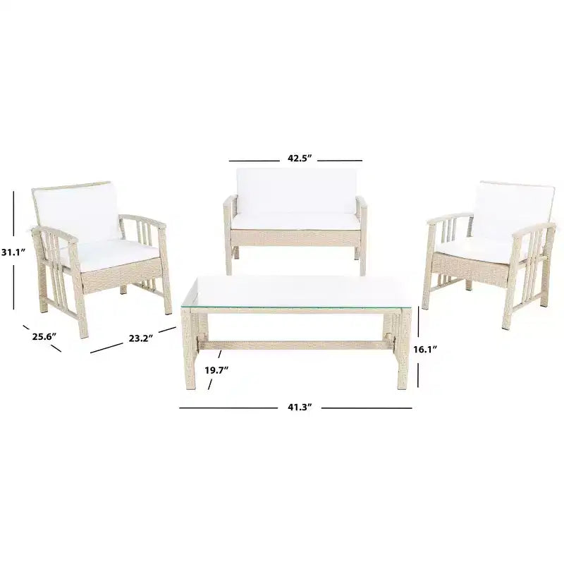 Ensemble de salon Reslor 4 pièces - Intérieur/Extérieur - PAT7713 - Safavieh