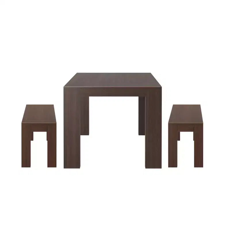 Ensemble de salle à manger moderne Plank+Beam en bois massif avec 2 bancs pour 6 personnes