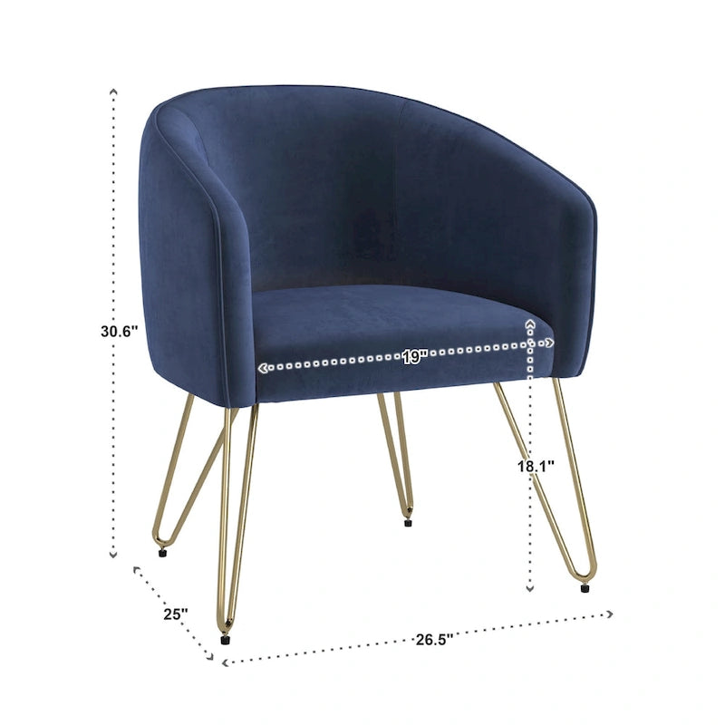 Fauteuil d'appoint Bette en velours finition dorée par iNSPIRE Q Bold