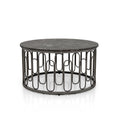 Table basse ronde moderne Lars avec plateau en marbre, pieds en métal, base décorative en métal robuste par Furniture of America