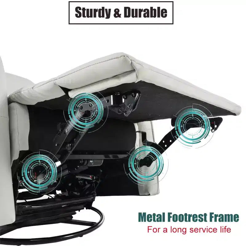 360/270 Degree Swivel Upholstered Rocking Recliner Chair with Side Pockets and USB Ports, Power Swivel Glider