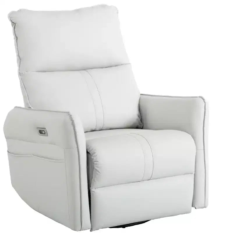 360/270 Degree Swivel Upholstered Rocking Recliner Chair with Side Pockets and USB Ports, Power Swivel Glider