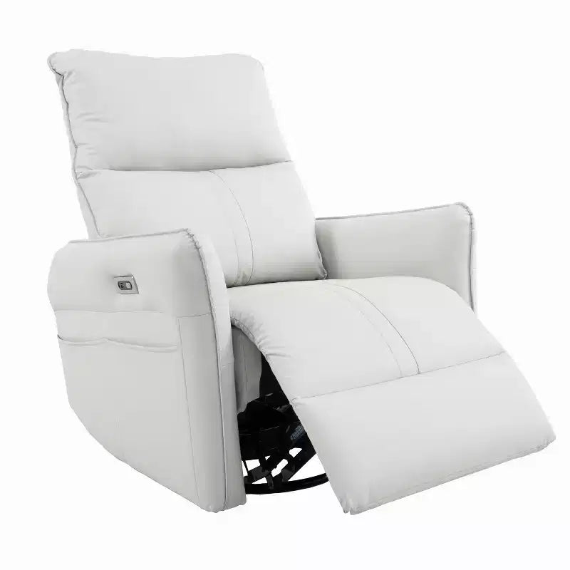 360/270 Degree Swivel Upholstered Rocking Recliner Chair with Side Pockets and USB Ports, Power Swivel Glider
