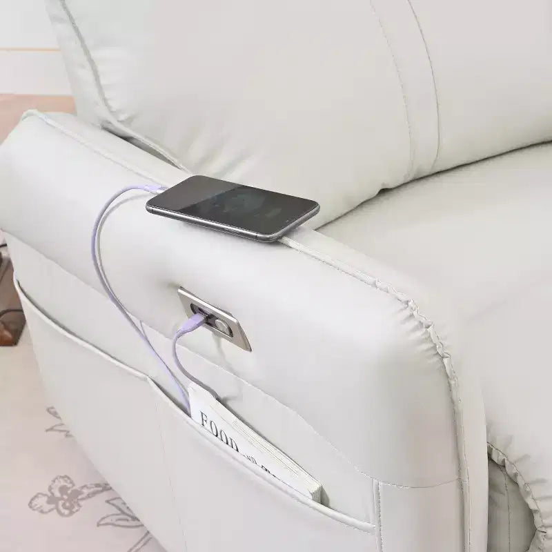 360/270 Degree Swivel Upholstered Rocking Recliner Chair with Side Pockets and USB Ports, Power Swivel Glider