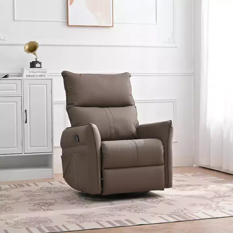 360/270 Degree Swivel Upholstered Rocking Recliner Chair with Side Pockets and USB Ports, Power Swivel Glider