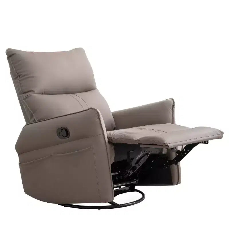 360/270 Degree Swivel Upholstered Rocking Recliner Chair with Side Pockets and USB Ports, Power Swivel Glider