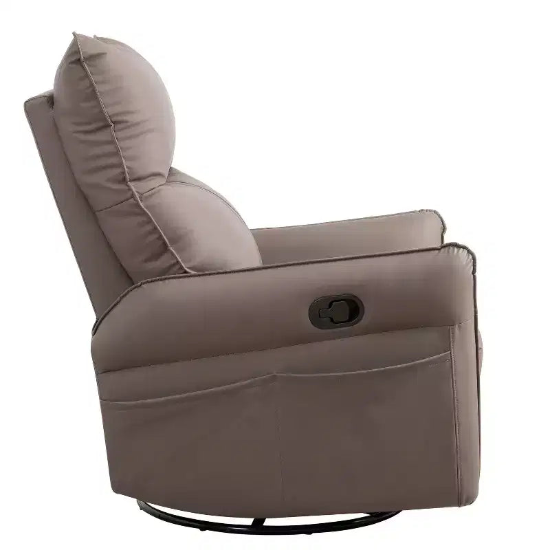 360/270 Degree Swivel Upholstered Rocking Recliner Chair with Side Pockets and USB Ports, Power Swivel Glider