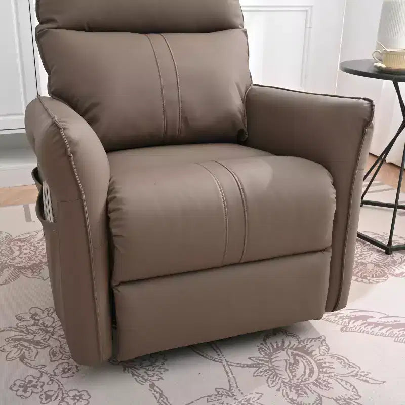360/270 Degree Swivel Upholstered Rocking Recliner Chair with Side Pockets and USB Ports, Power Swivel Glider