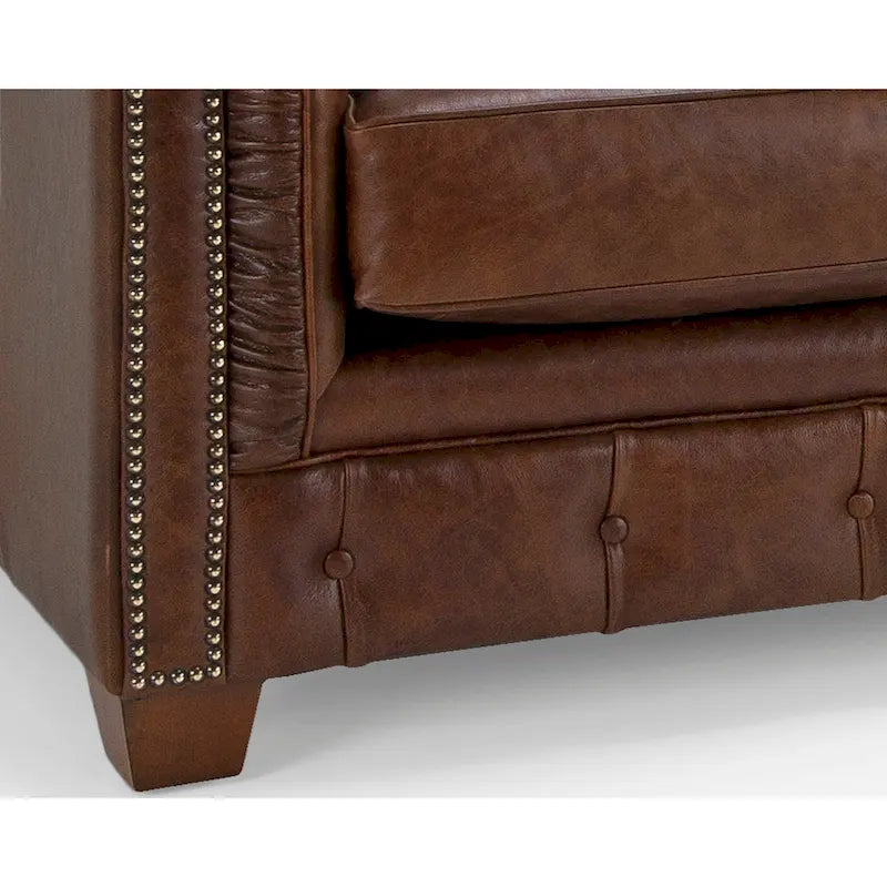 Canapé Chesterfield en cuir italien pleine fleur touffeté Hancock - 31 H x 86 L x 40 P