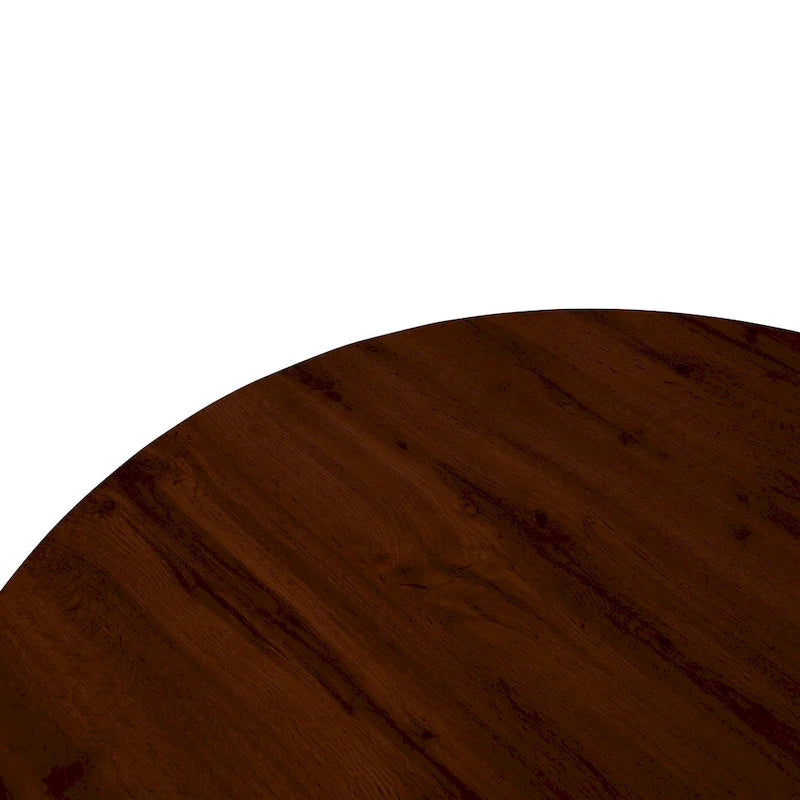 Table à manger ronde moderne Ravenna 47 en bois avec piètement géométrique en métal croisé pour la salle à manger et la cuisine