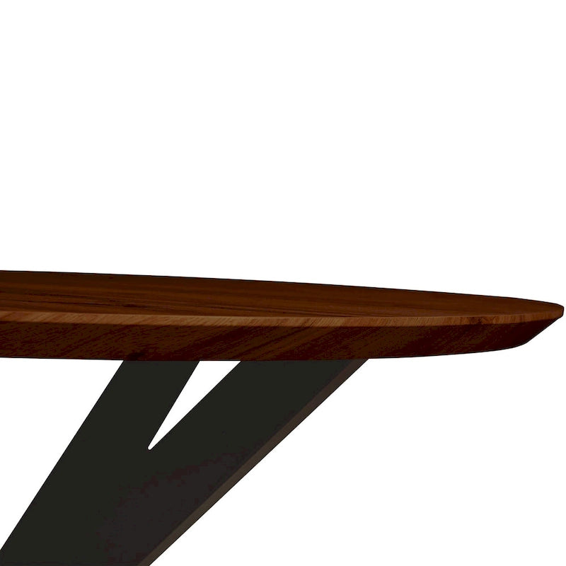 Table à manger ronde moderne Ravenna 47 en bois avec piètement géométrique en métal croisé pour la salle à manger et la cuisine